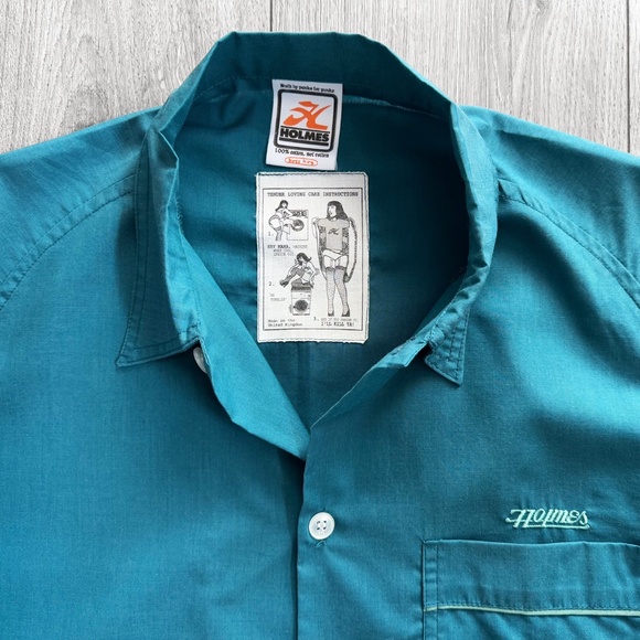 Silas and Maria Holmes Vintage S/S Bowling Shirt Size XL Teal 90s Skateboarding - Picture 2 of 10